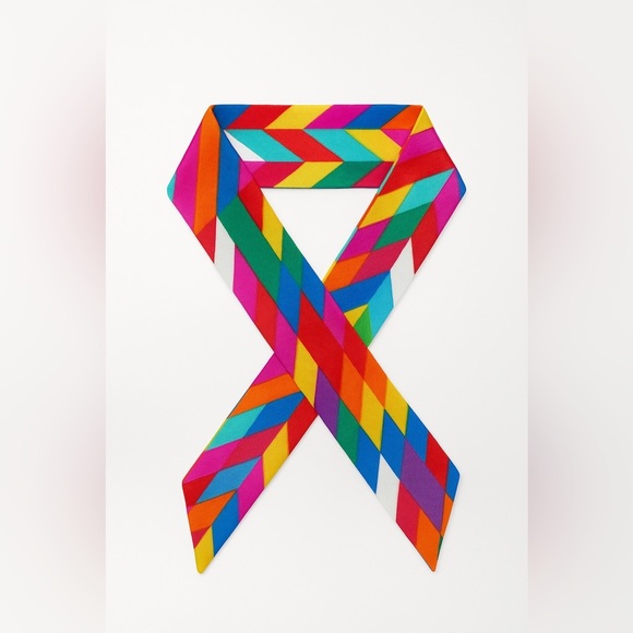 Vibrant Multicolor Silk Versatile Scarf with Chevron Pattern - Picture 1 of 6